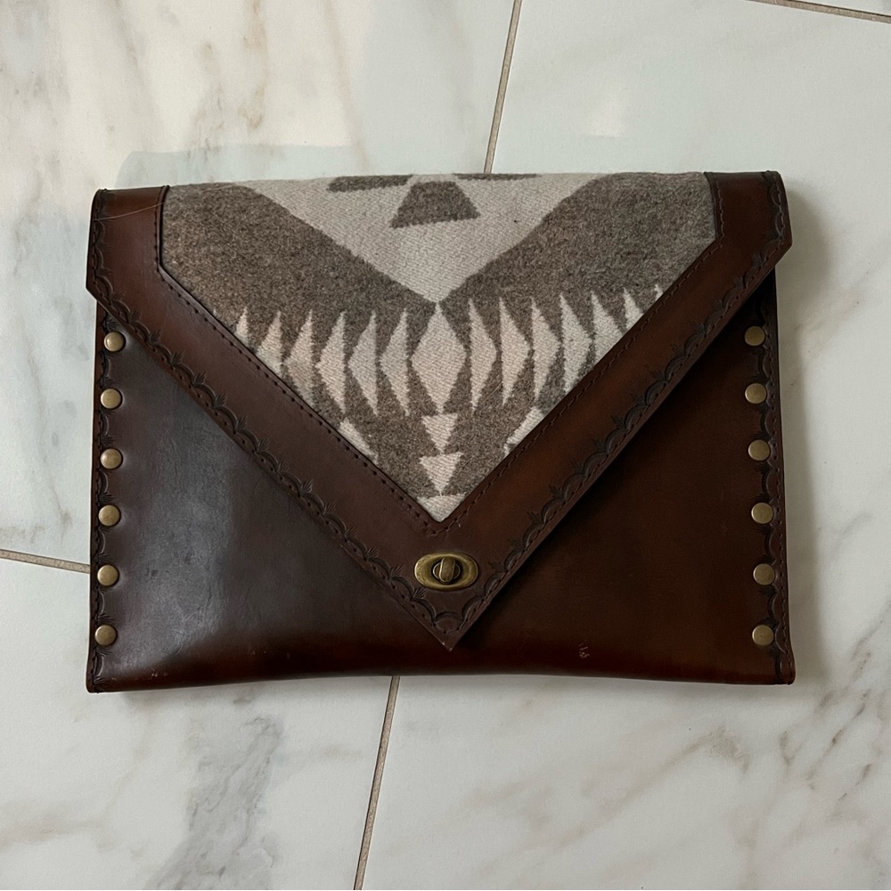 Genuine leather & Pendleton clutch
